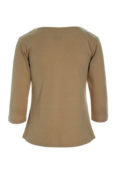 Naibu Rib Blouse with Boat Neck Nutmeg 14454