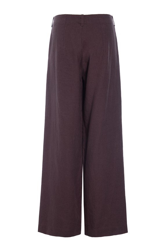 Lazy Linen Straight Trousers Raisin 14987
