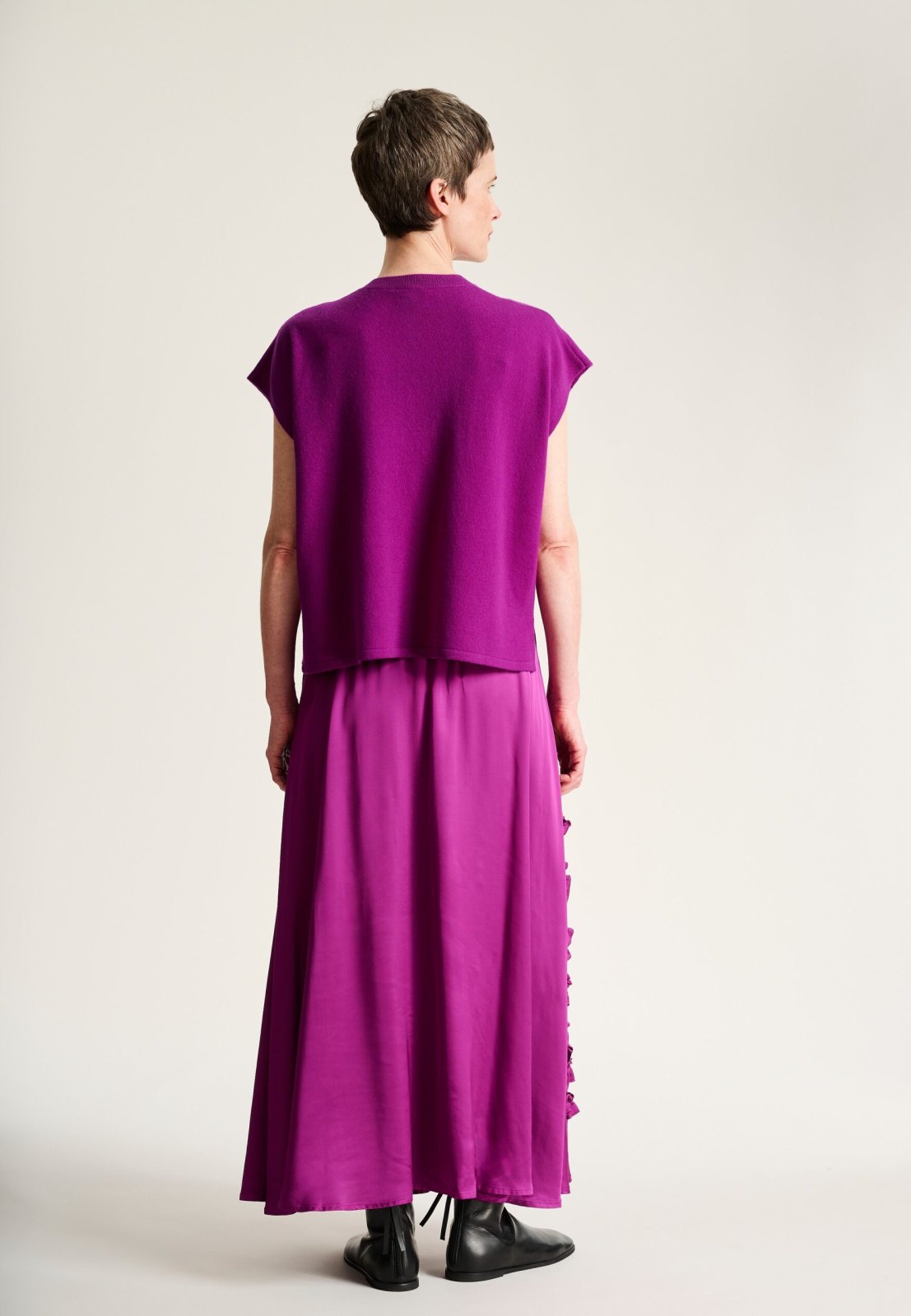 Kumo Cashmere Blouse With Buttons Pink Purple 15344