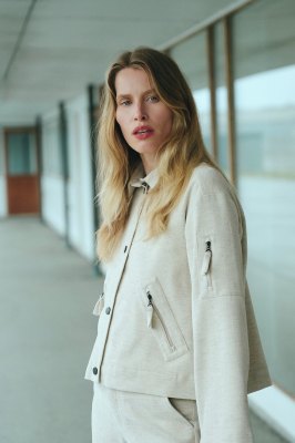 Shinji Jacket With Pockets Ivory Melange 15388