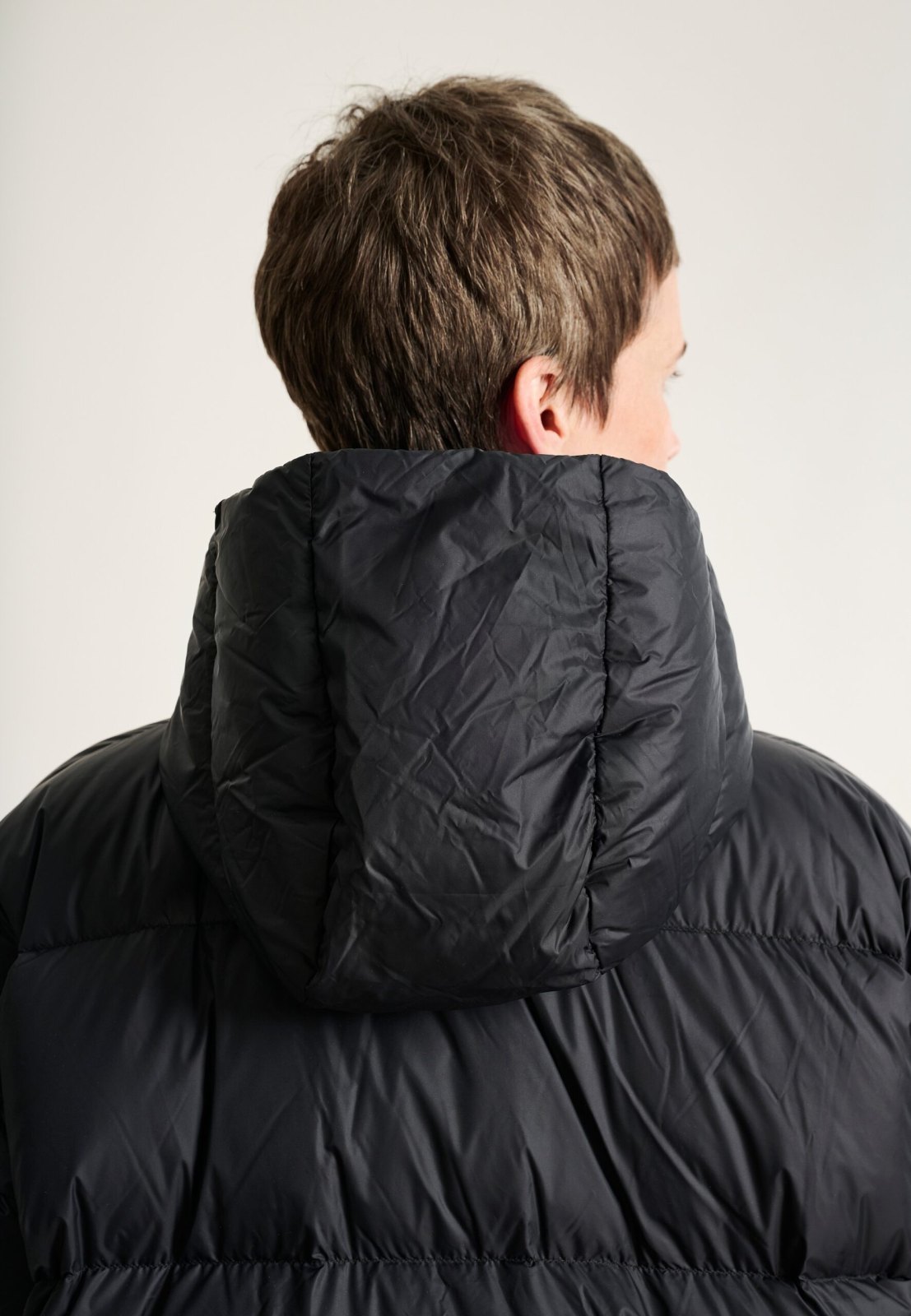Feather Down Coat With Pockets Black 15427