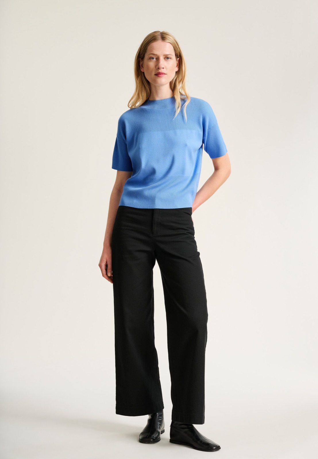Akiko Short-Sleeved Blouse Lake Blue 15349