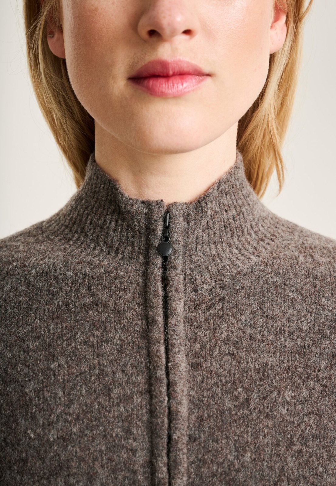 Hitsuji Cardigan With Zipper Earth Mélange 15461