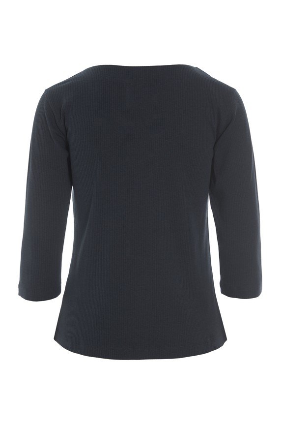 Naibu Rib 3/4 Sleeve Blouse Black 15070