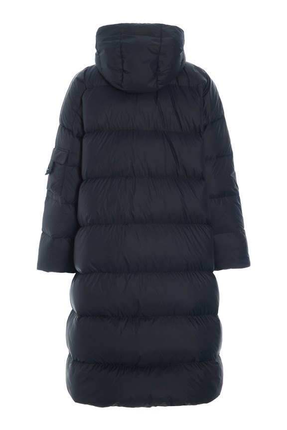 Feather Down Coat With Pockets Black 15427