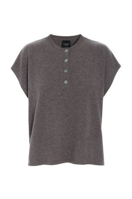Kumo Cashmere Blouse With Buttons Shark Melange 15344