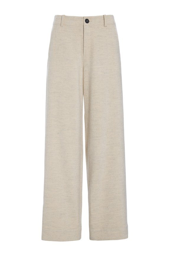 Shinji Long Straight Trousers Ivory Melange 15389
