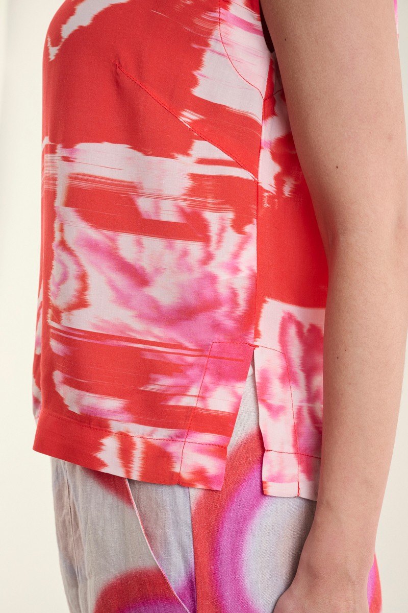 Haru FSC Blouse W. Round Neck Kimono Flower 15216