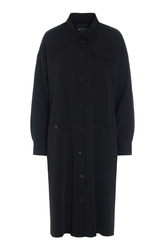 Yume Shirt Dress With Plissé Detail Black 15393
