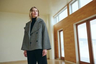 Nishin Double Breasted Jacket Herringbone 15438