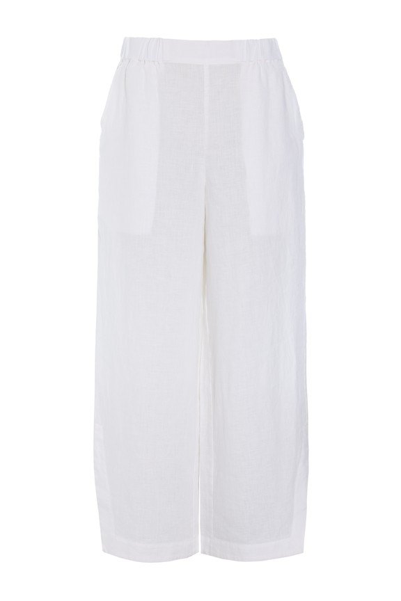 Elastic Trousers Airy Linen White 15196
