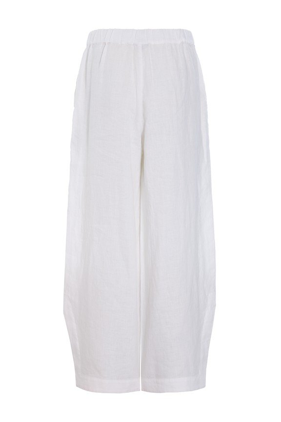 Elastic Trousers Airy Linen White 15196