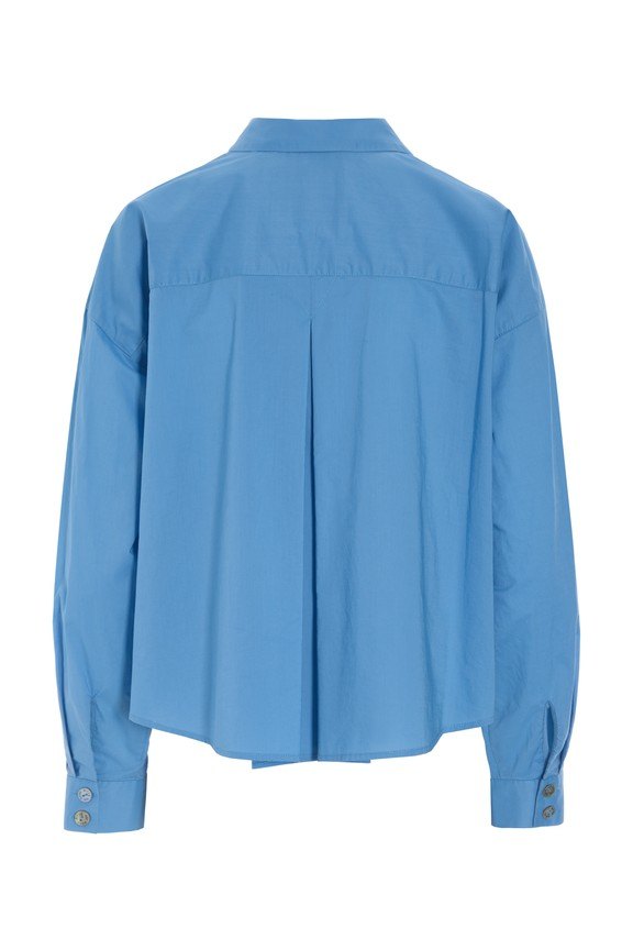 Core Cotton Shirt With Pleats Lake Blue 15307