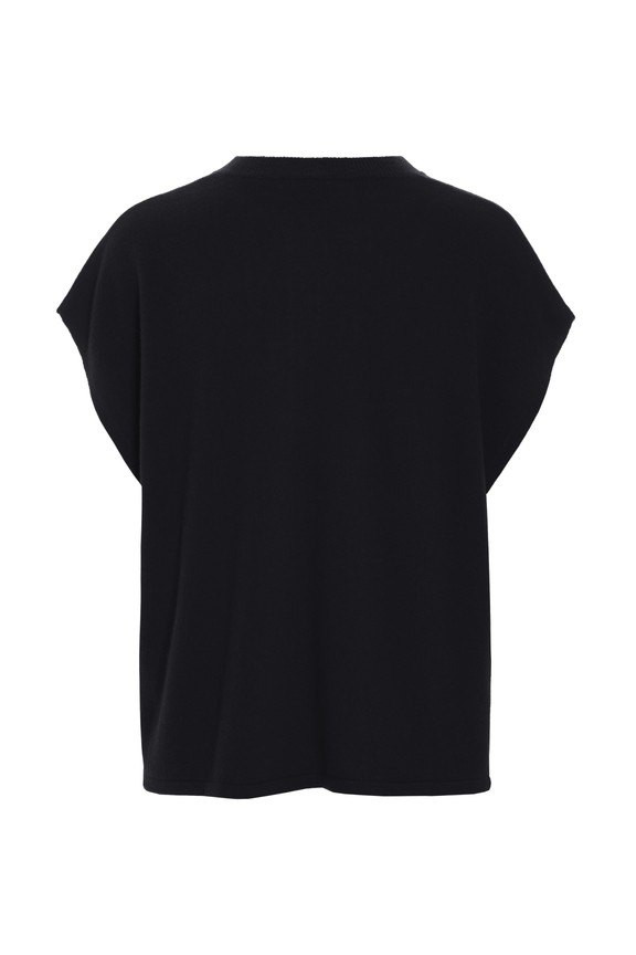 Kumo Cashmere Blouse with Buttons Black 15344
