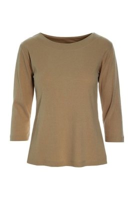Naibu Rib Blouse w. Boat Neck Nutmeg 14454