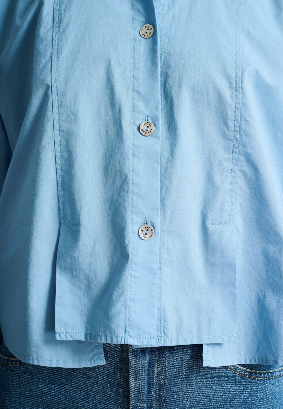 Core Cotton Shirt With Pleats Lake Blue 15307