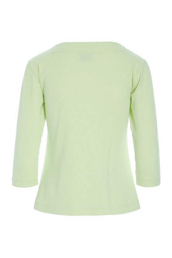 Naibu Ribbed 3/4-Sleeve Blouse Lime Cream 15070