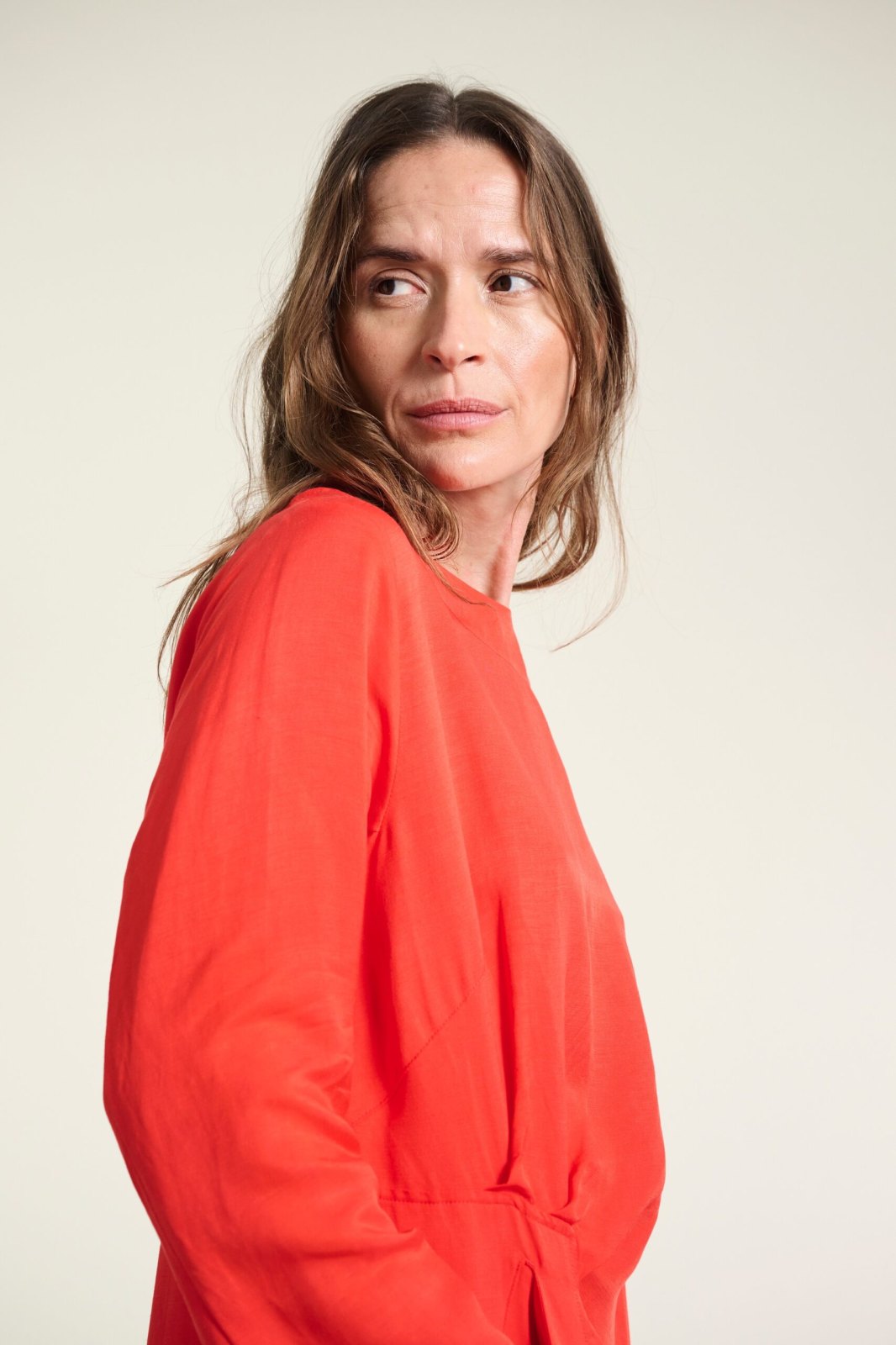 Kumamoto Pleated Dress Fiery Red 15098