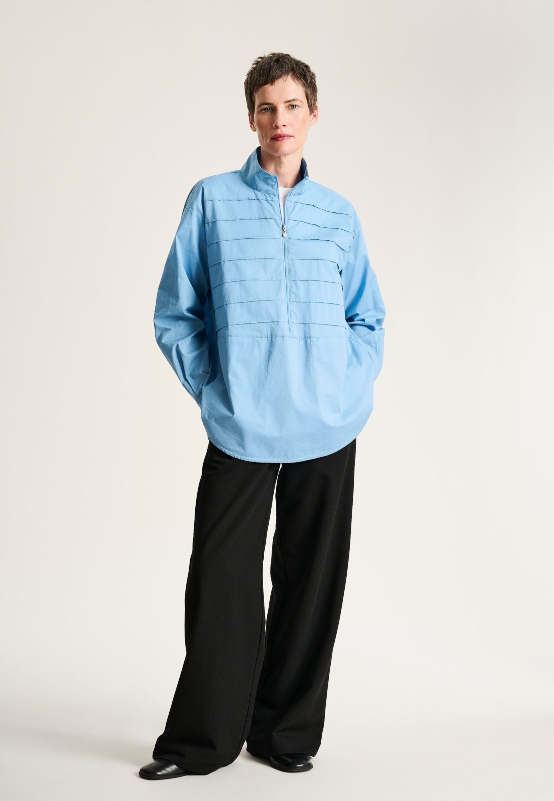 Core Cotton Pintuck Shirt Lake Blue 15303