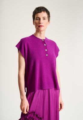 Kumo Cashmere Blouse With Buttons Pink Purple 15344