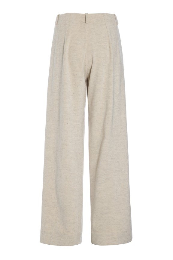 Shinji Long Straight Trousers Ivory Melange 15389