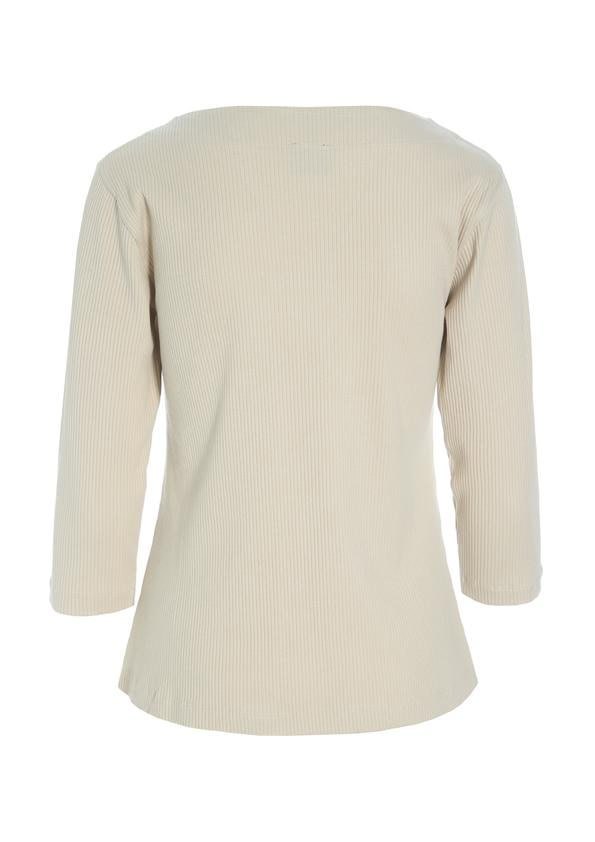 Naibu Rib Blouse W. 3/4 Sleeves Ivory 14748