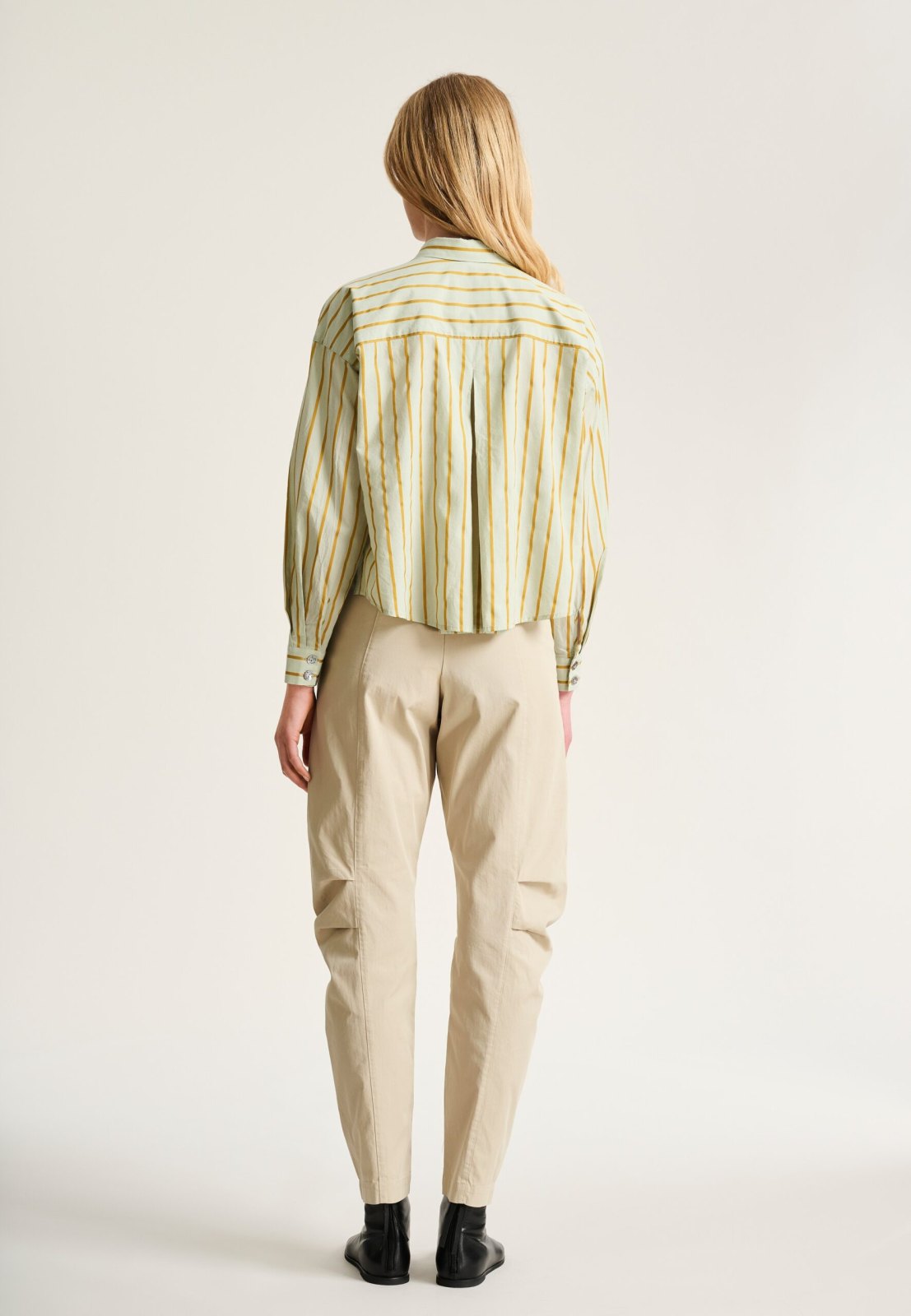 Golden Stripes Shirt With Pleats Aqua Golden Stripes 15311