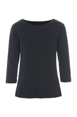 Naibu Rib Blouse with Boat Neck Black 14454