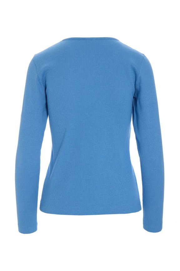 Naibu Rib Long-Sleeved Blouse Lake Blue 15316
