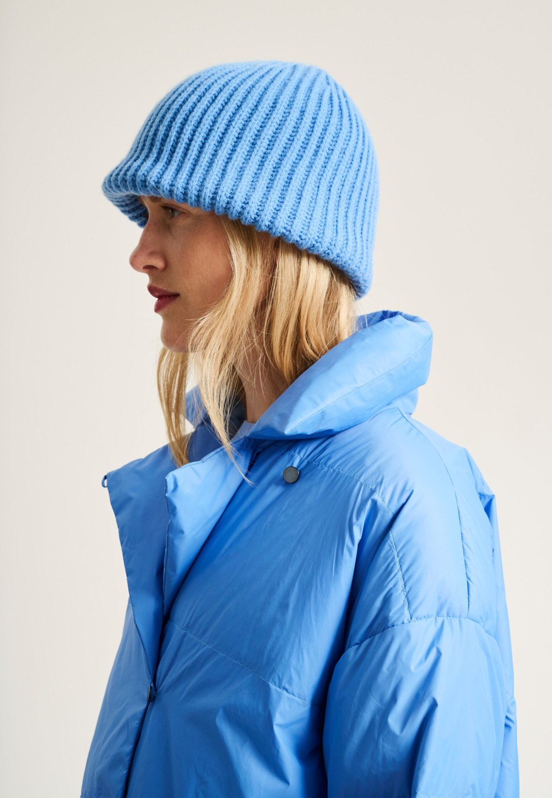 Feather Down Lapel Jacket Lake Blue 15429