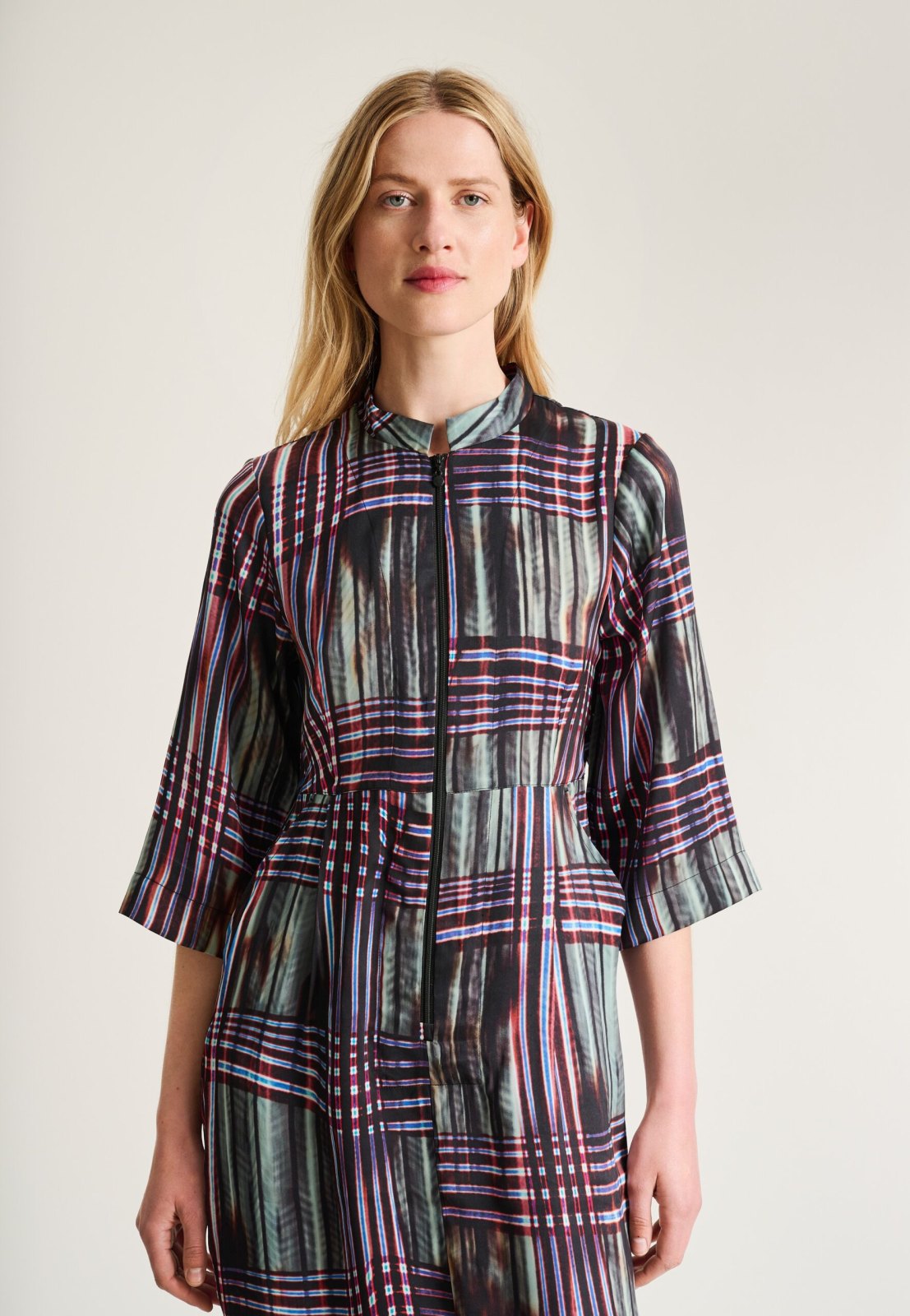 Shinobe Dress with Zip Seaside Check 15407