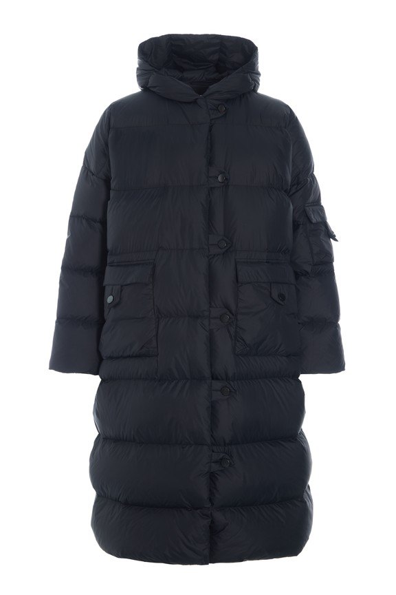 Feather Down Coat With Pockets Black 15427