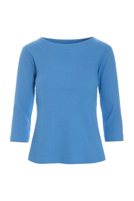 Naibu Rib 3/4-Sleeved Blouse Lake Blue 15317