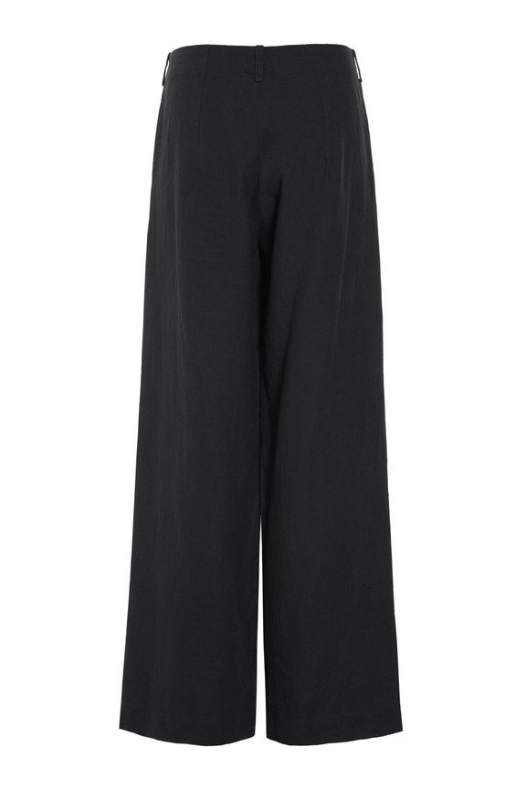 Lazy Linen Straight Trousers Black 14987