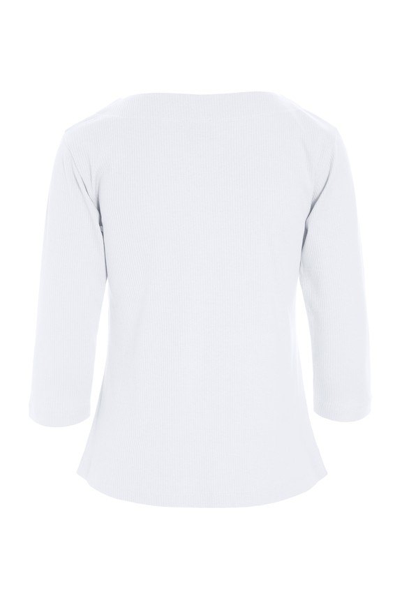 Naibu Rib 3/4-sleeve blouse White 15070