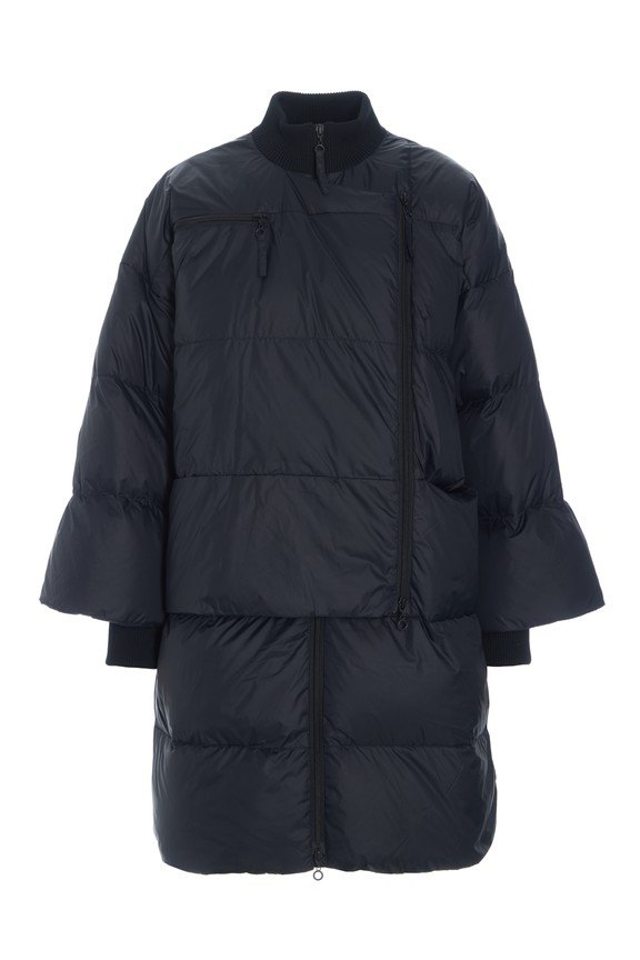 Feather Down Jacket With Zipper Black 15428