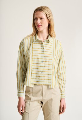 Golden Stripes Shirt With Pleats Aqua Golden Stripes 15311