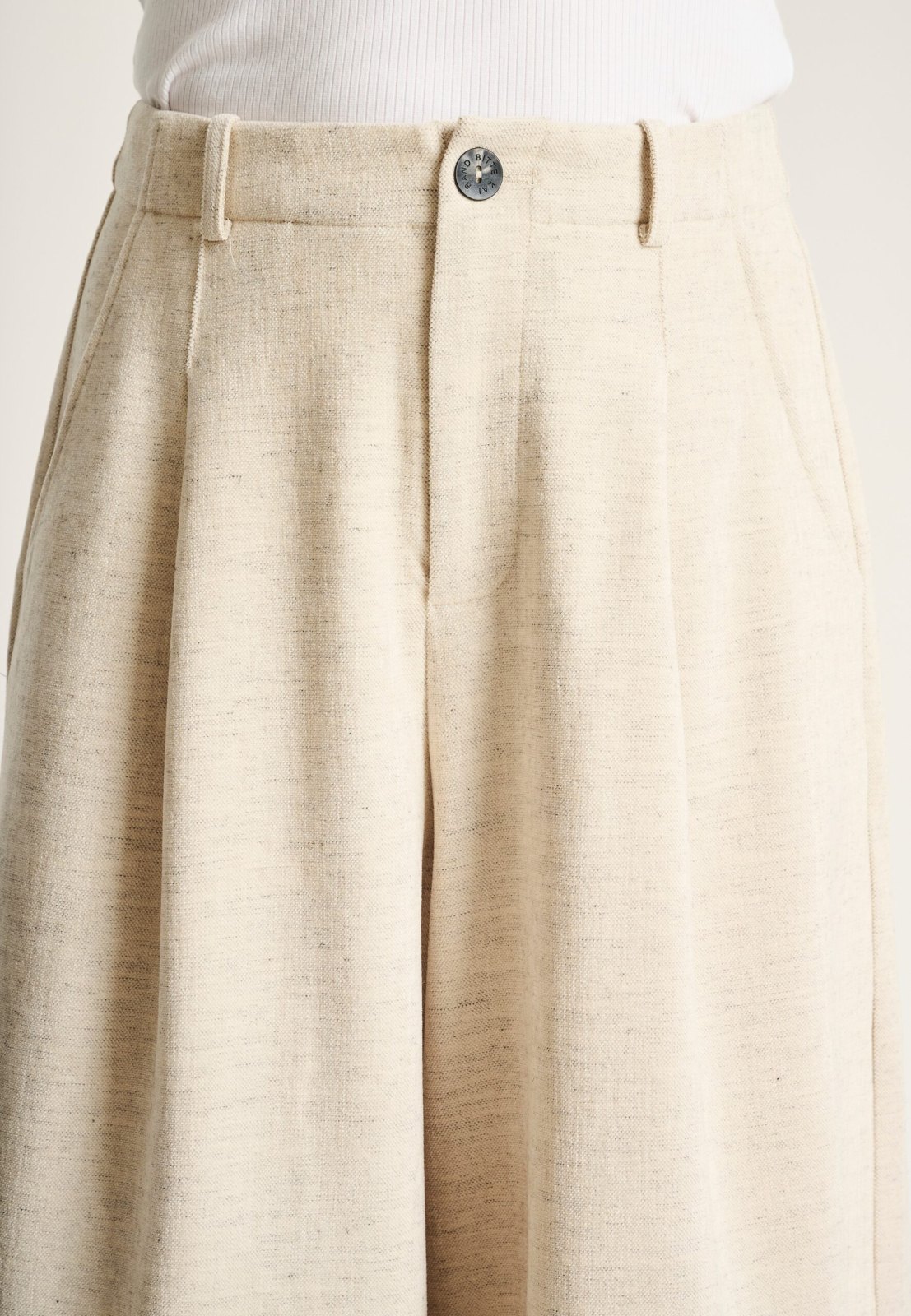 Shinji Wide Trousers Ivory Melange 15390