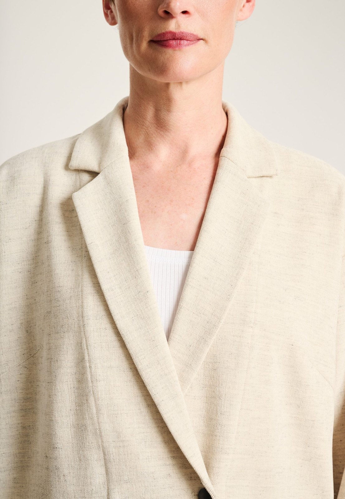 Shinji Lapel Jacket Ivory Melange 15387