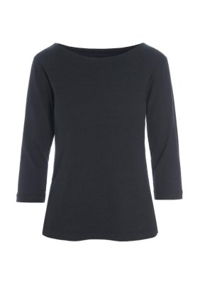 Naibu Rib Blouse W. 3/4 Sleeves Black 14748