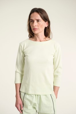 Naibu Rib 3/4 Sleeve Blouse Lime Cream 15070