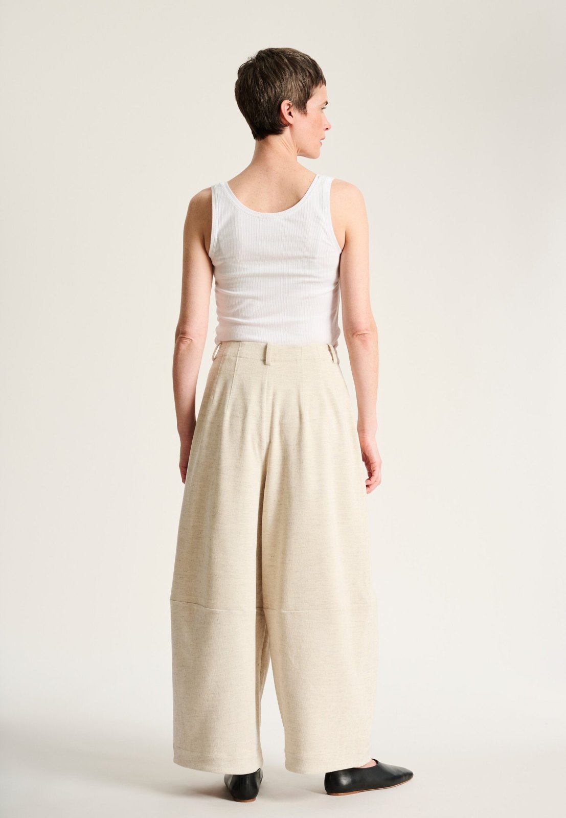 Shinji Wide Trousers Ivory Melange 15390