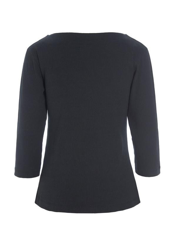 Naibu Rib Blouse with 3/4 sleeves Black 14748