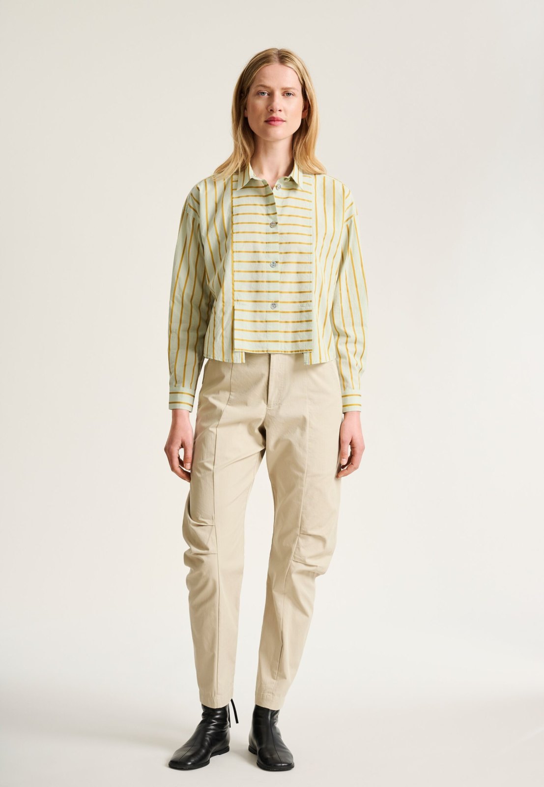 Golden Stripes Shirt With Pleats Aqua Golden Stripes 15311