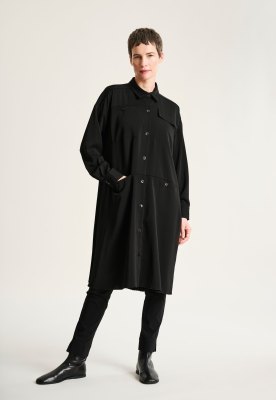Yume Shirt Dress With Plissé Detail Black 15393