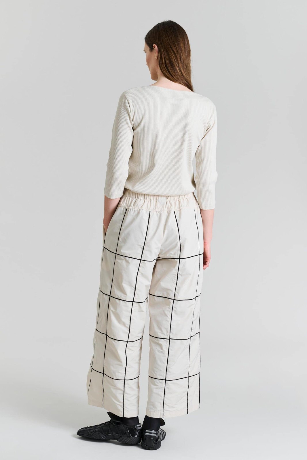 Naibu Rib Blouse W. 3/4 Sleeves Ivory 14748