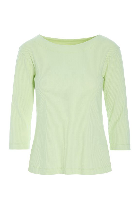 Naibu Ribbed 3/4-Sleeve Blouse Lime Cream 15070
