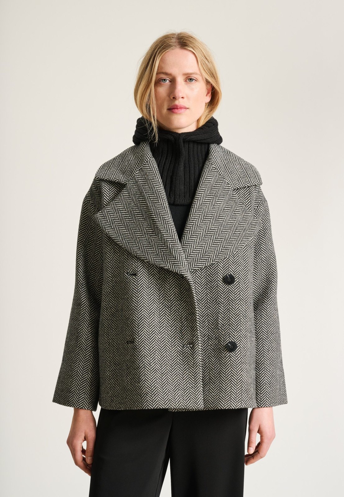 Nishin Double Breasted Jacket Herringbone 15438