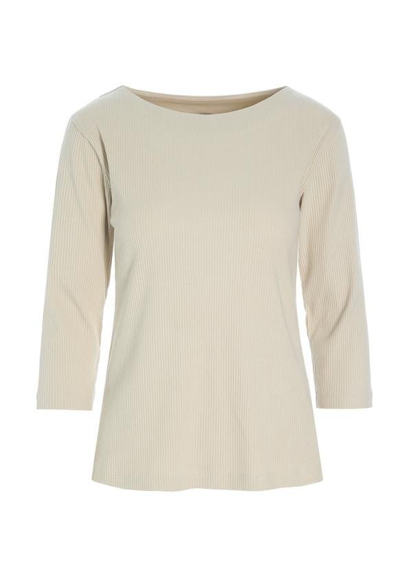 Naibu Rib Blouse W. 3/4 Sleeves Ivory 14748