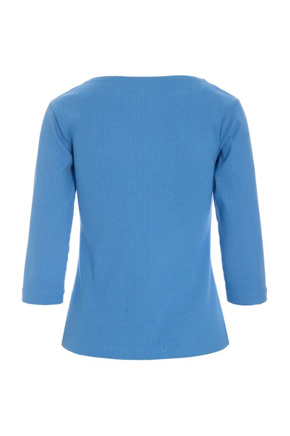 Naibu Rib 3/4-Sleeved Blouse Lake Blue 15317